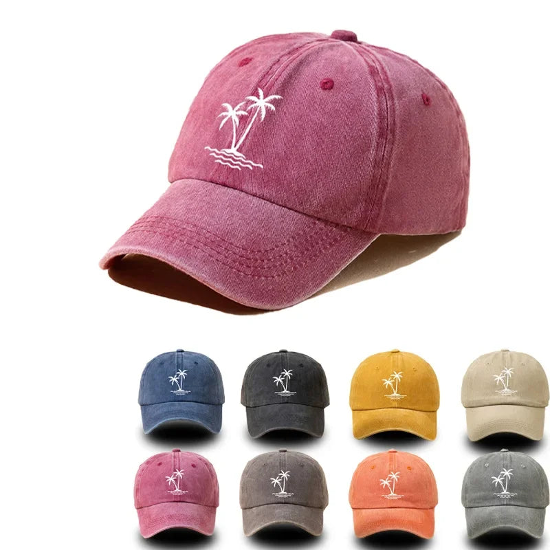 Vintage Palm Tree Print Design Baseball Cap Men Women