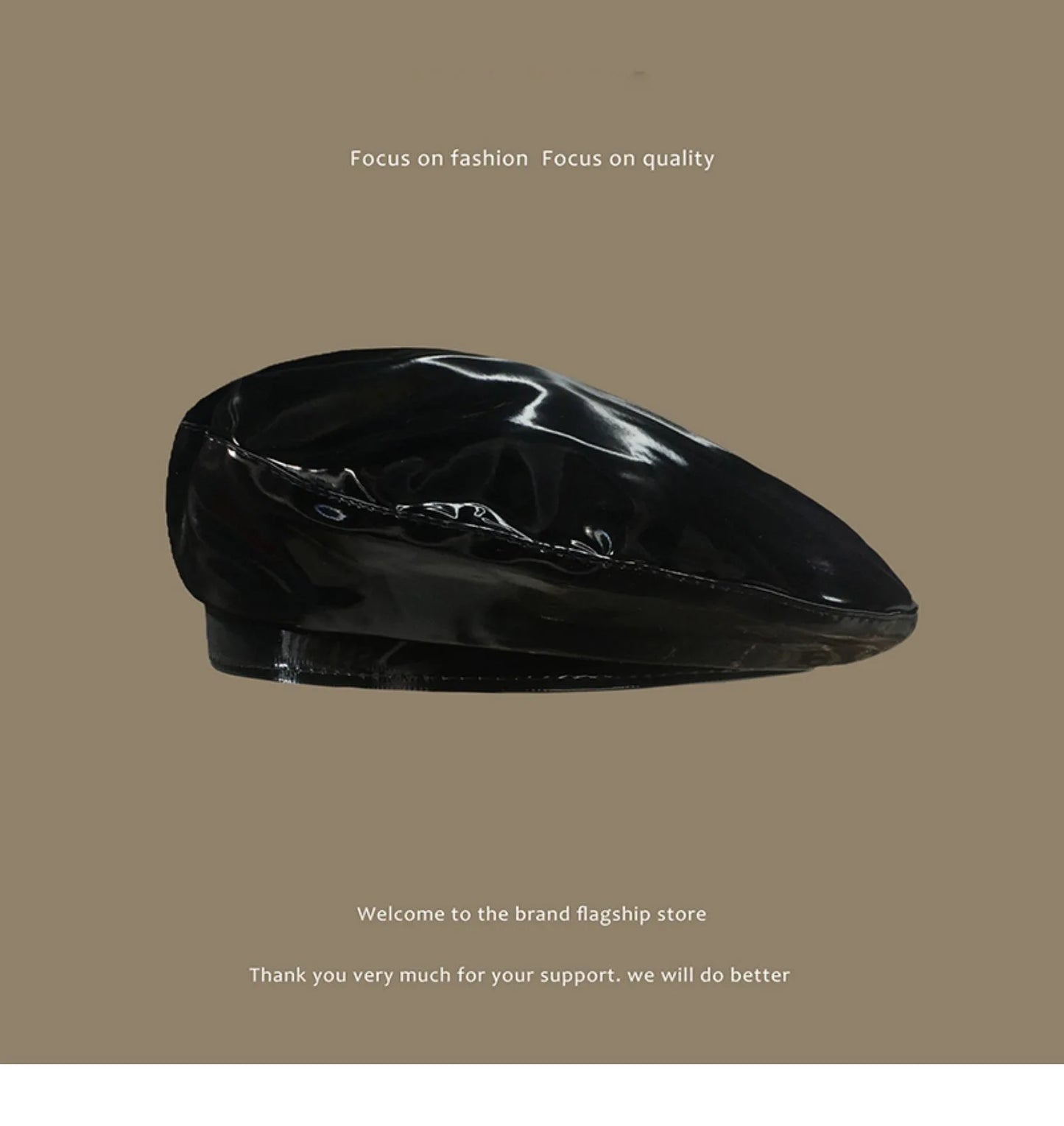 Lady Mirror Pu Leather Painter Caps Casual Hat