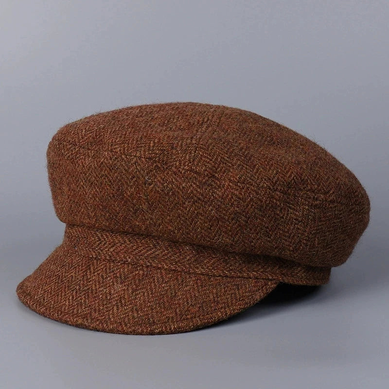 Classical British 100% Wool Octagonal Hat Women's Autumn