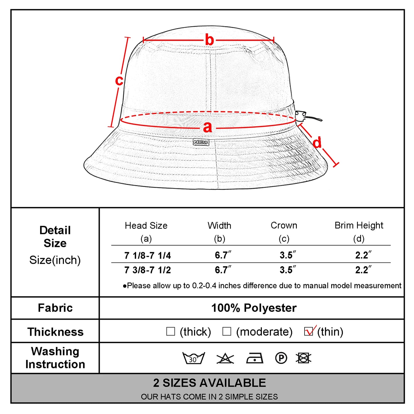 Unisex Thickened Bucket Sun Hat Lightweight Outdoor Beach Vacation Getaway Headwear