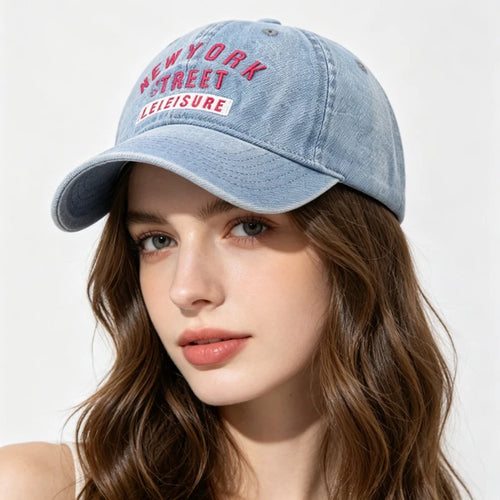 Washed Denim Unstructured Baseball Cap