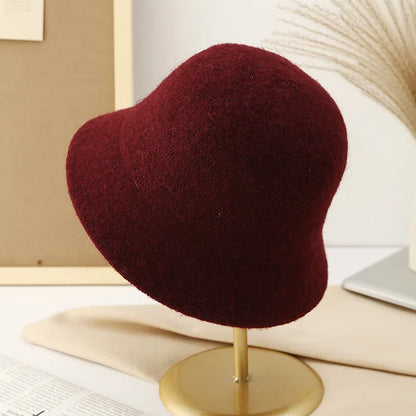 Wool Warm Winter Bucket Hats For Women