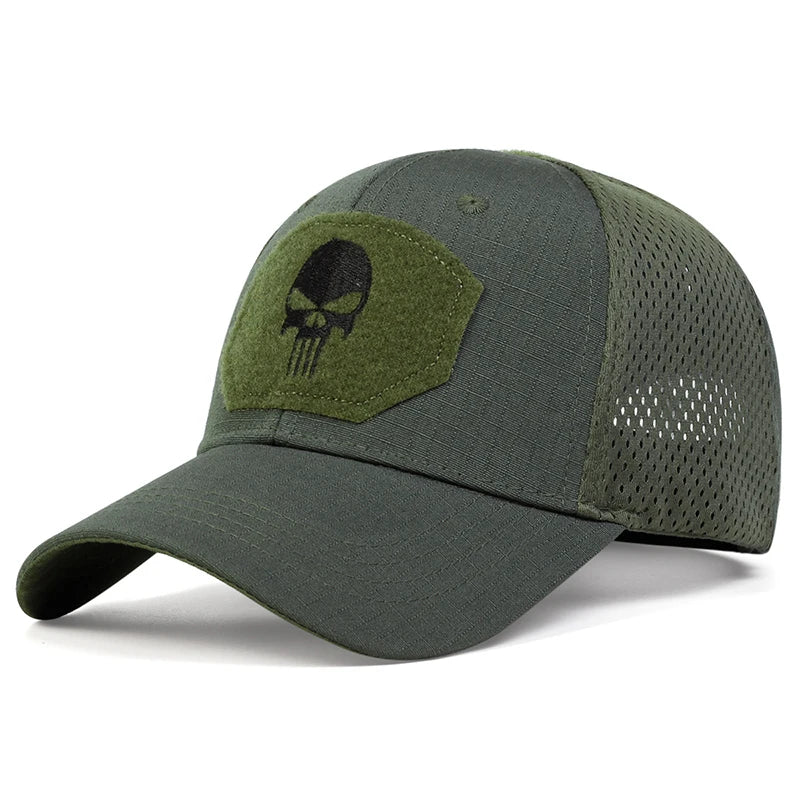 Unisex Skull Embroidered Top With Patch Breathable Baseball Caps Adjustable Sunscreen Hat