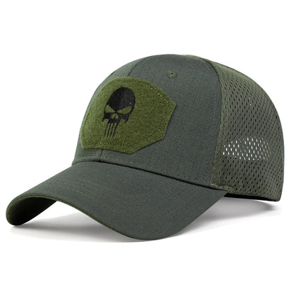 Unisex Skull Embroidered Top With Patch Breathable Baseball Caps Adjustable Sunscreen Hat
