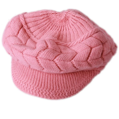Thicken Warm Striper Knitted Cap Winter Brim Caps