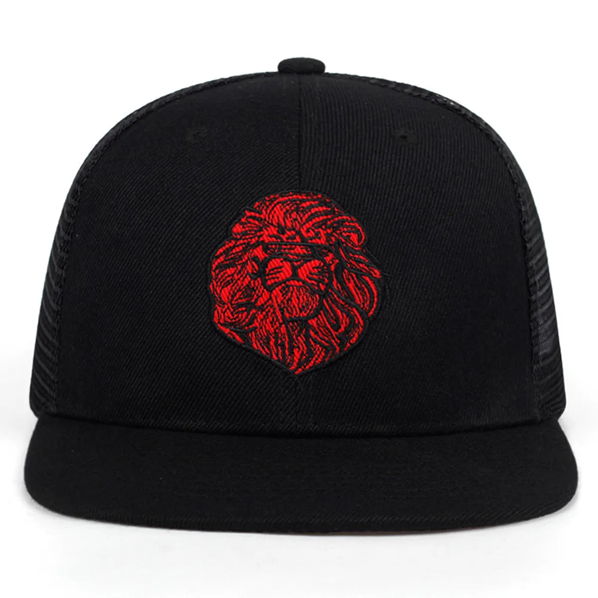 Unisex Lion Head Embroidery Hip-hop Net Hats Spring Summer