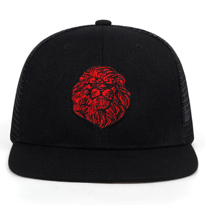 Unisex Lion Head Embroidery Hip-hop Net Hats Spring Summer