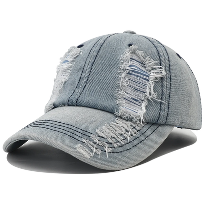 2024 New Solid Color Ripped Baseball Cap Washed Denim