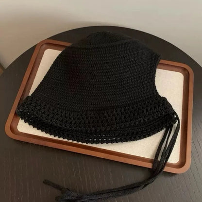 Women French Hollow Knit Bucket Hat