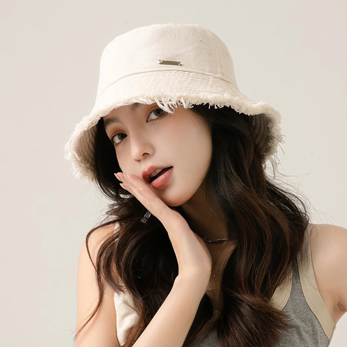 Trendy Frayed Edge Bucket Hat For Women Autumn
