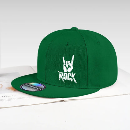 Cool Rock Hand Printed Black Snapback Cap