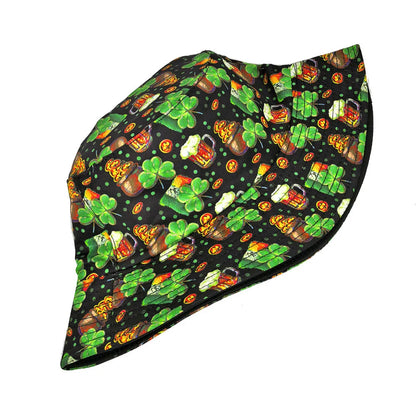 St. Patrick's Day Beer Green Clover Print Bucket Hats
