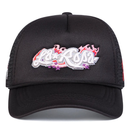 Unisex LaRona Flame Embroidery Baseball Net Caps Spring and Summer