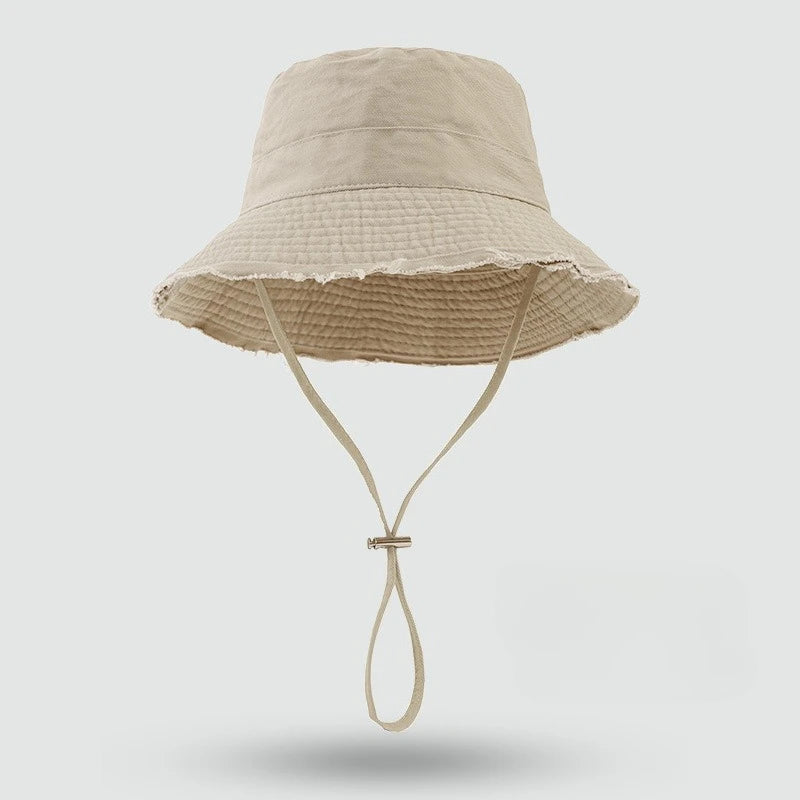 Unisex Large Brim Fringed Fisherman Hat Solid Color