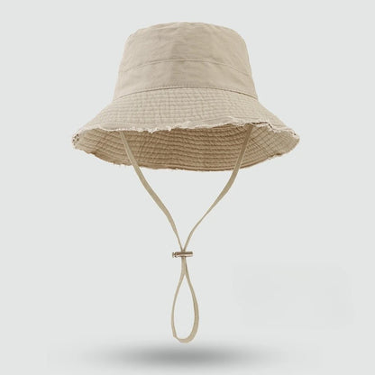 Unisex Large Brim Fringed Fisherman Hat Solid Color