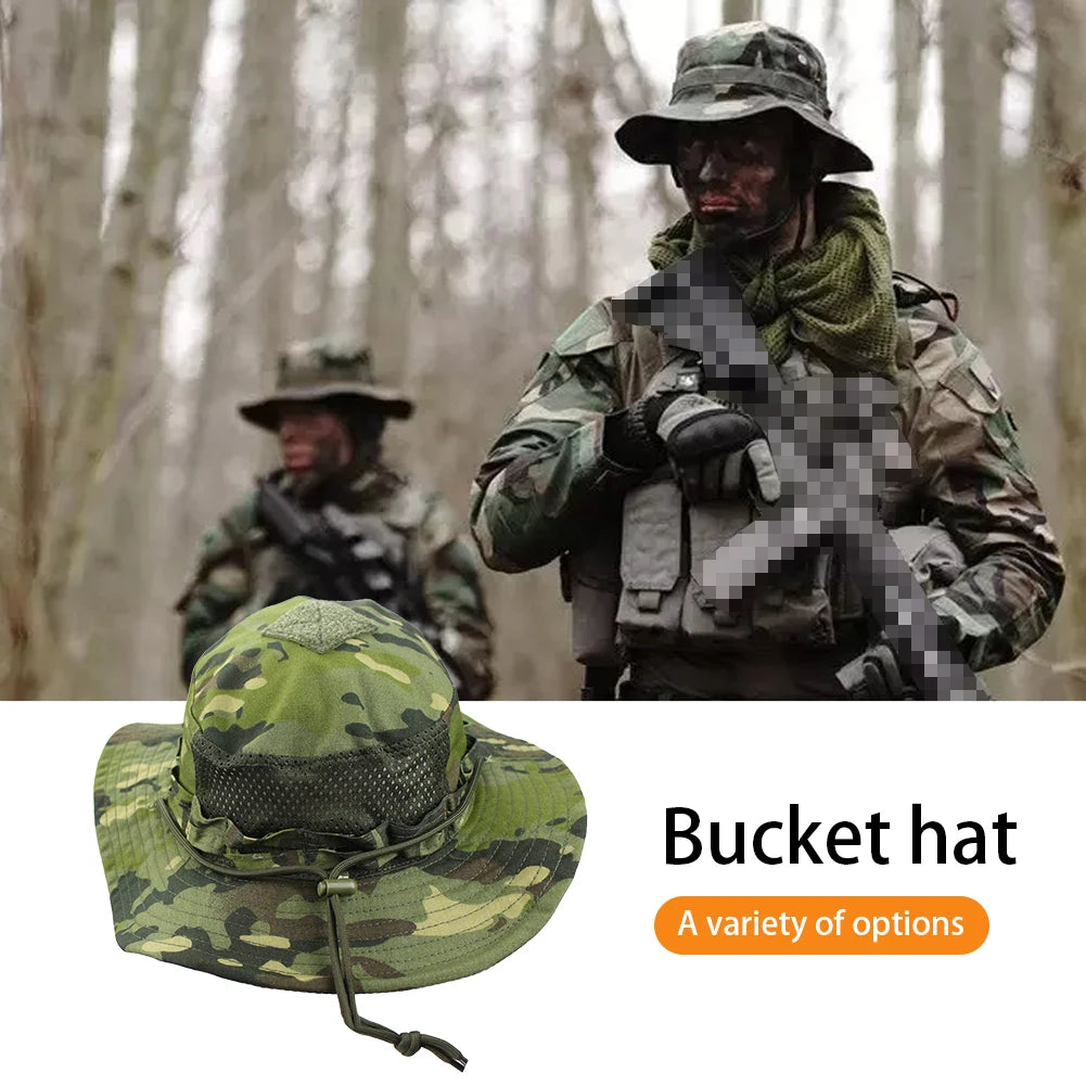 Camouflage Enthusiasts Square Pocket Camo Bonnie Cap US Bucket Benny Hats Fishing