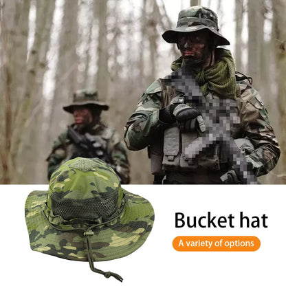 Camouflage Enthusiasts Square Pocket Camo Bonnie Cap US Bucket Benny Hats Fishing