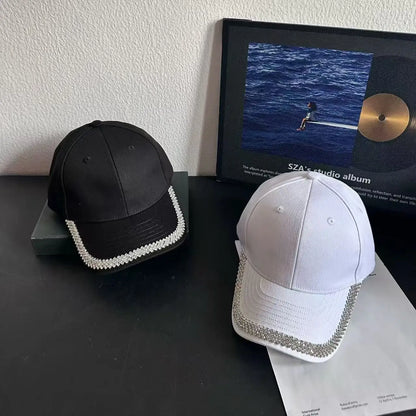Trendy Women's Rhinestone-Embellished Baseball Cap Spring/Summer