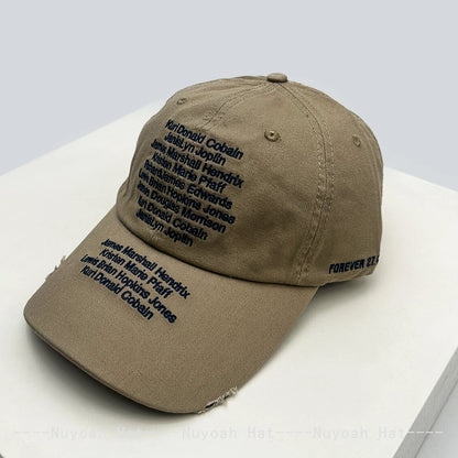Korean Letter Embroidery Baseball Cap Unisex Retro Peaked Caps Fashionable Outdoor Simple Ins Design