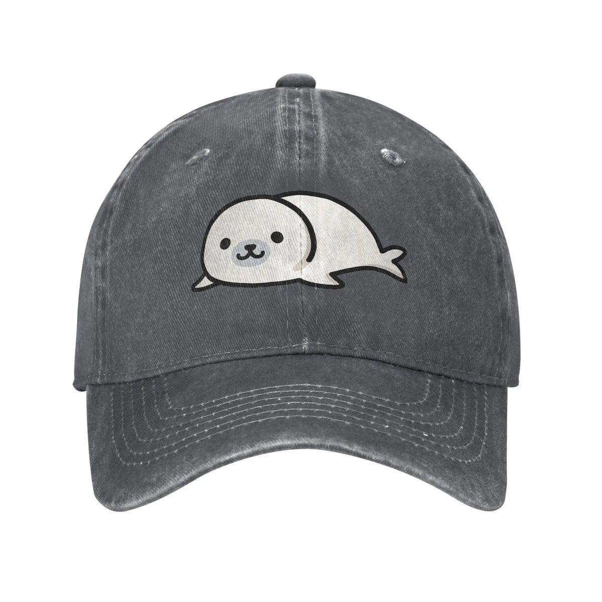 Seal Denim Fabric Cap Casual Baseball Caps Adjustable Hat