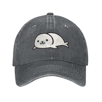 Seal Denim Fabric Cap Casual Baseball Caps Adjustable Hat