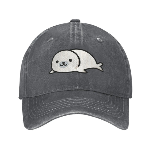 Seal Denim Fabric Cap Casual Baseball Caps Adjustable Hat