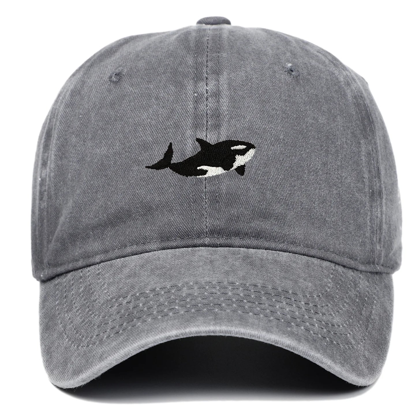 1pc Retro Washed Shark Embroidered Baseball Cap for Women Men