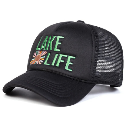 Unisex Lake Life Letter Embroidery Baseball Net Caps Spring and Summer