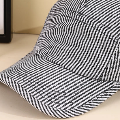 Korean Minimalist Striped Baseball Cap Street Fashion Brand Hip Hop Flat Brimmed Cap