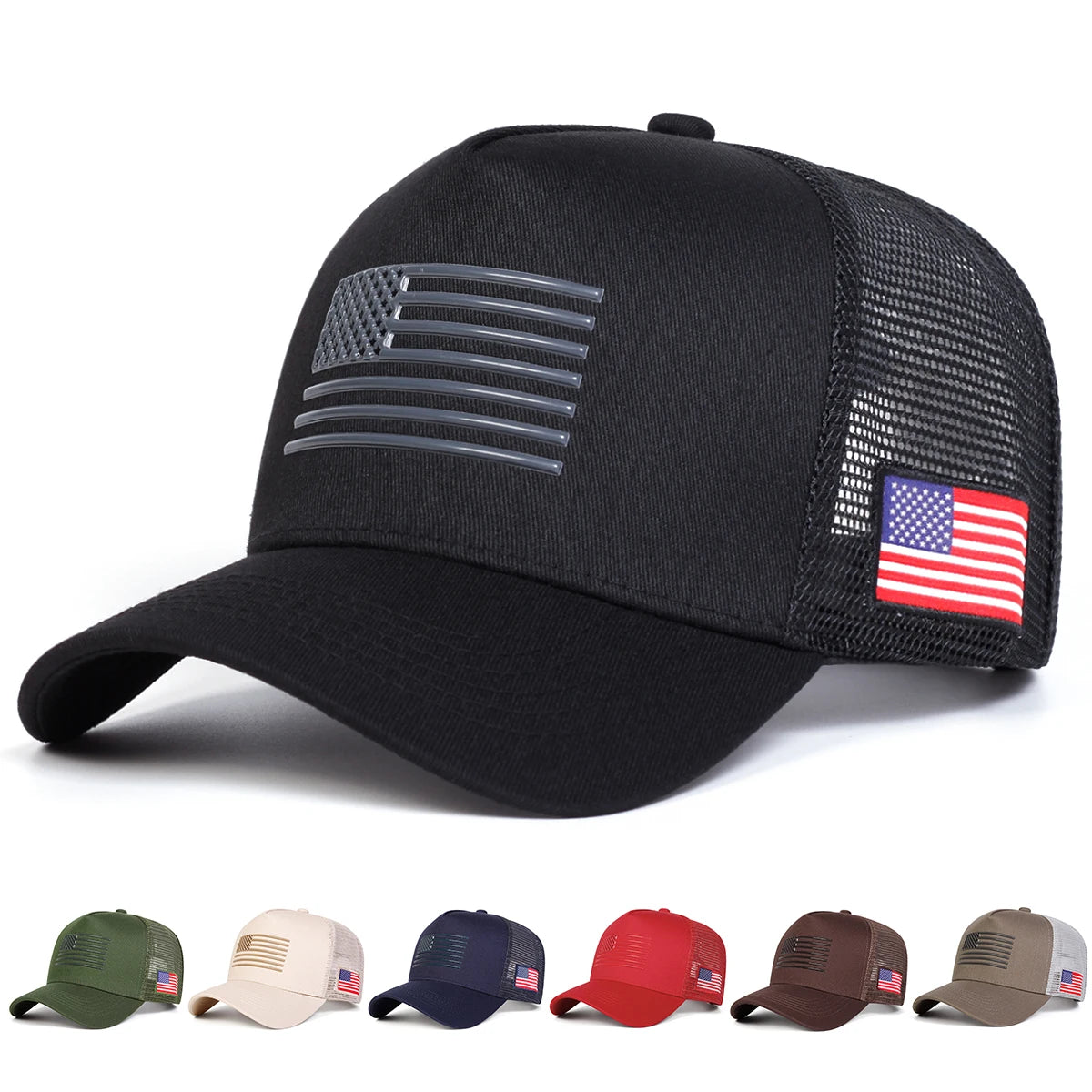 Unisex American Flag Embroidery Baseball Net Caps