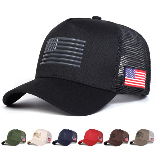 Unisex American Flag Embroidery Baseball Net Caps