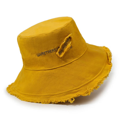 Solid Color Washed Distressed Fisherman Hat