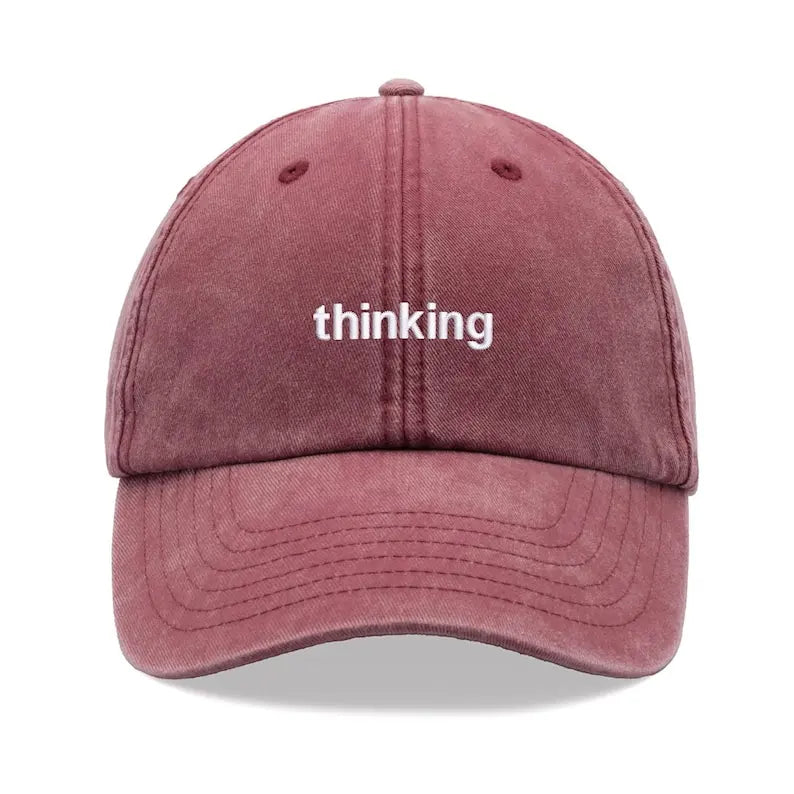 1pc "thinking" Baseball Cap Vintage Washed Unisex Dad Hat
