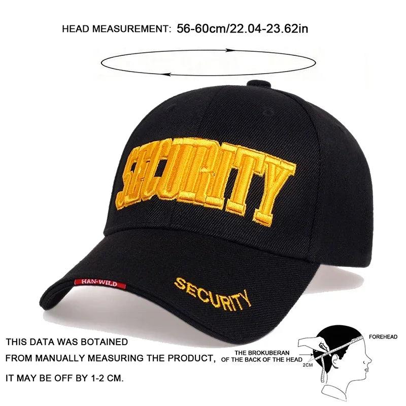 Unisex Security Letter Embroidery Baseball Caps Spring and Autumn