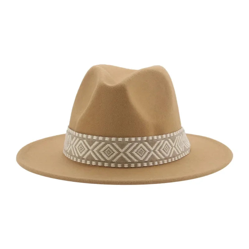 Panama Hat Western Cowboy Hats For Women Solid Big Brim Casual Fedoras Men Women
