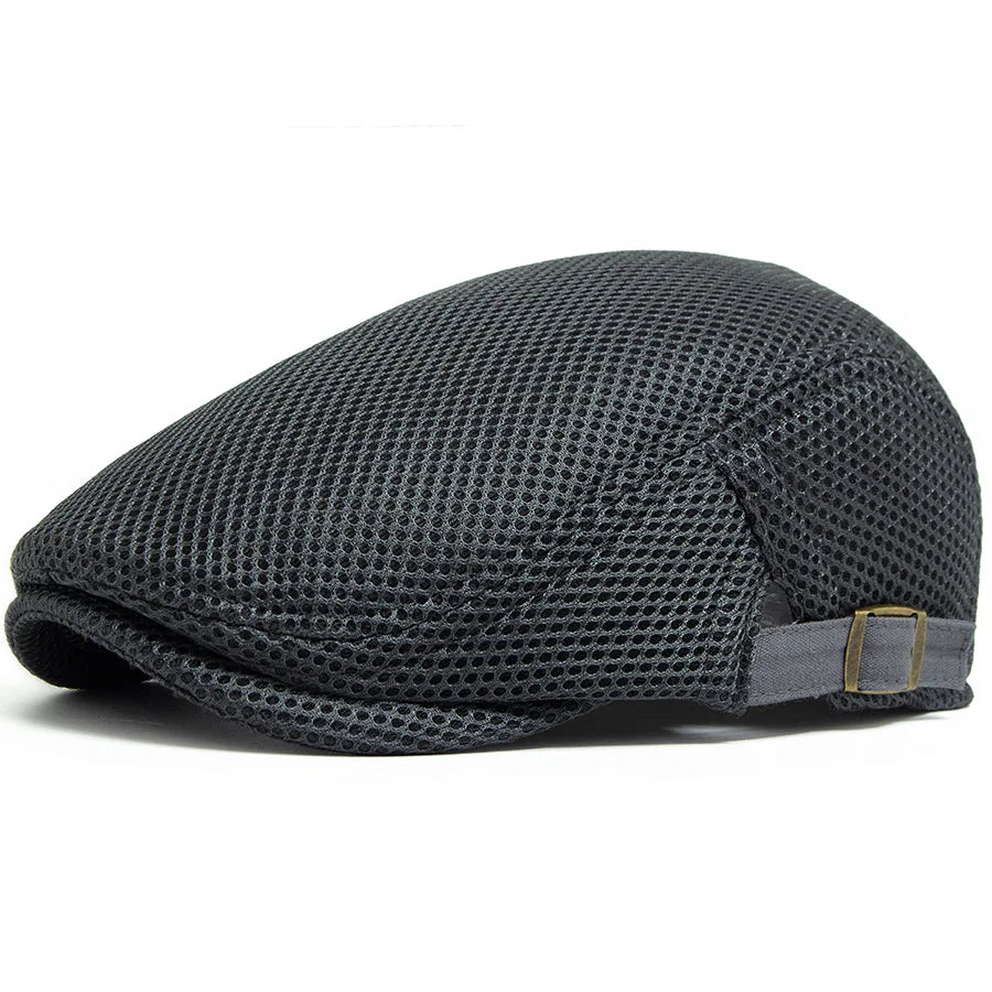 Men Summer Hollow Mesh Beret Breathable Vintage Forward Cap