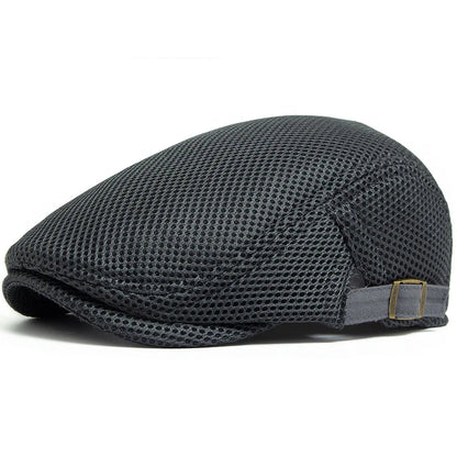 Men Summer Hollow Mesh Beret Breathable Vintage Forward Cap
