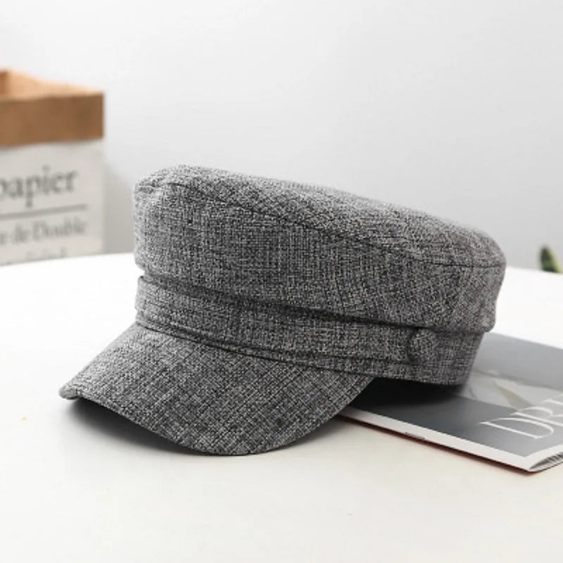 Japanese Style Cotton Linen Navy Beret Hat - Summer Women's Fashion