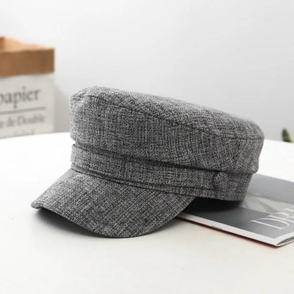 Japanese Style Cotton Linen Navy Beret Hat - Summer Women's Fashion