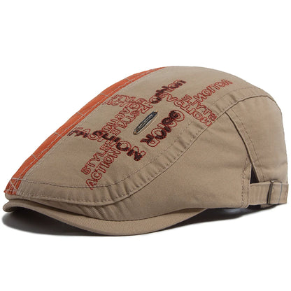 Letter Label Men Berets Fashion Embroidery Vintage Newsboy Cap