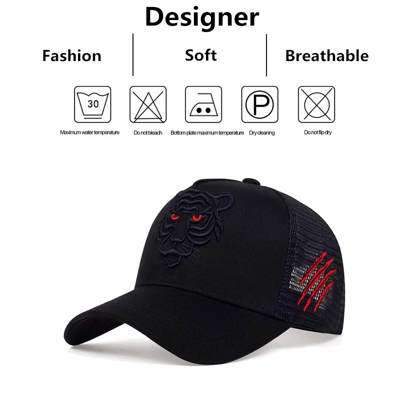 Unisex Tiger Head Embroidery Baseball Caps Adjustable Casual Hats