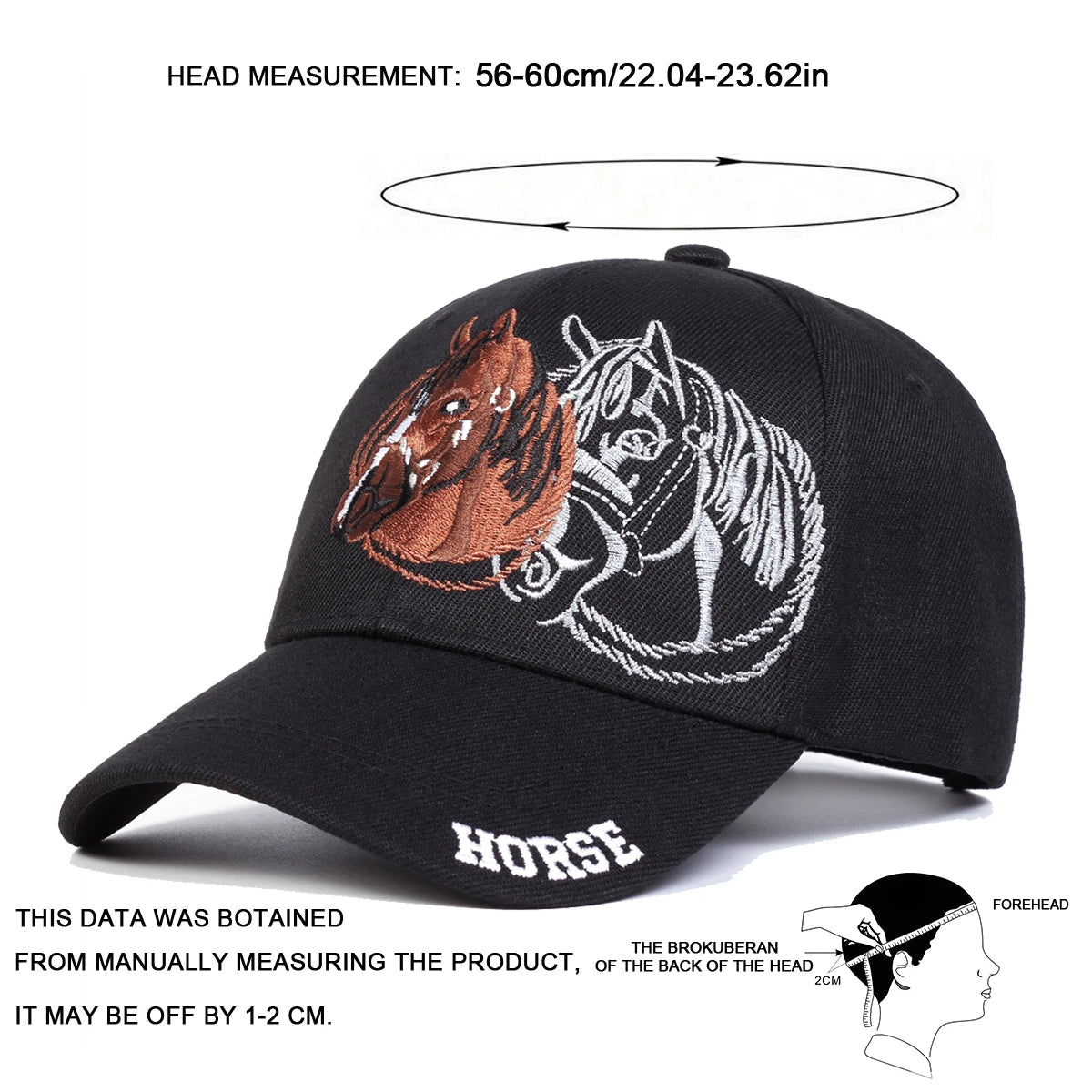 Unisex Horse Embroidery Baseball Caps Spring Autumn Outdoor Adjustable