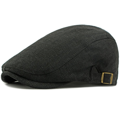 Men Beret Women Spring Summer Hat Breathable Linen Ivy Flat Cap