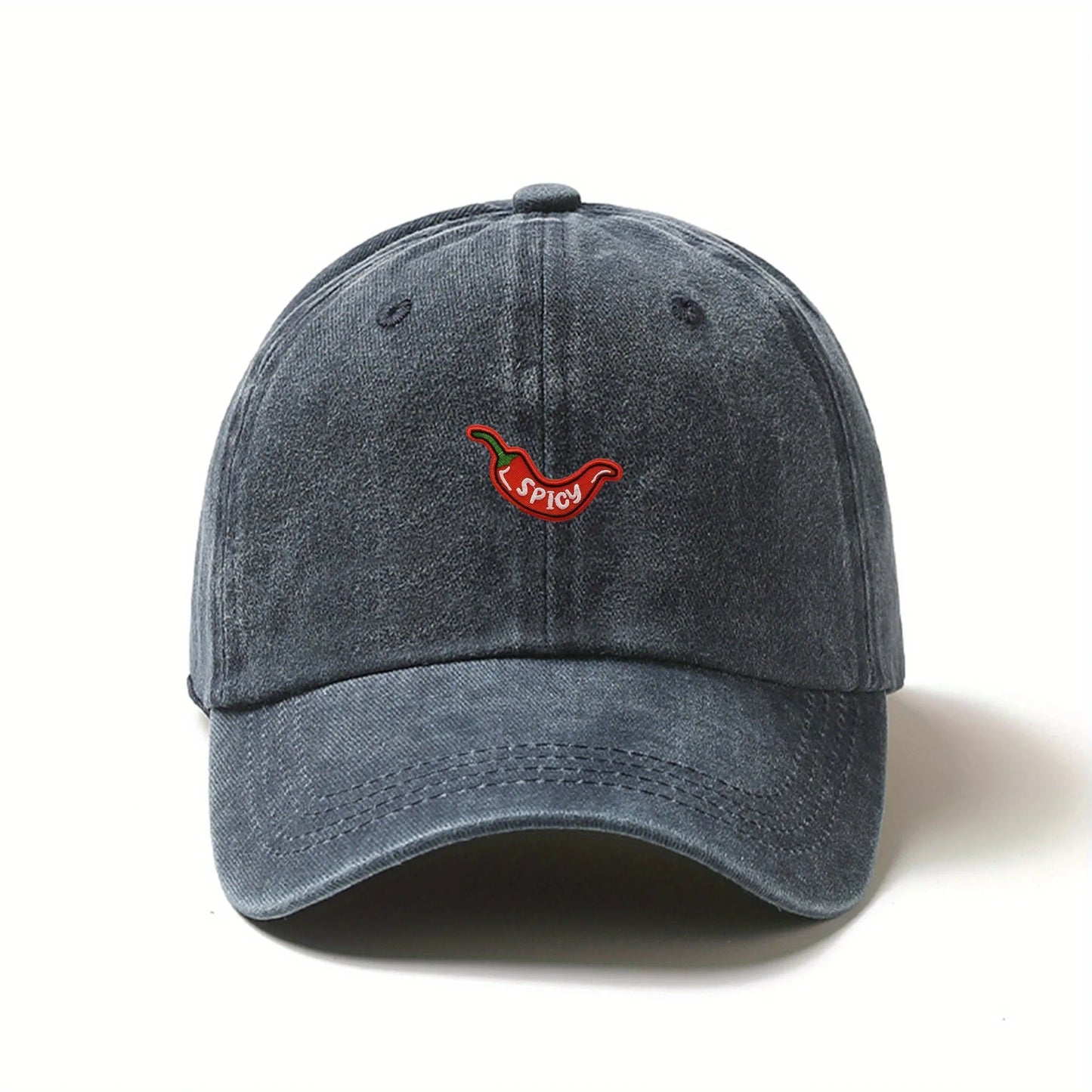 1pc Retro Washed Baseball Caps for Women,with Chili Pepper Embroidery