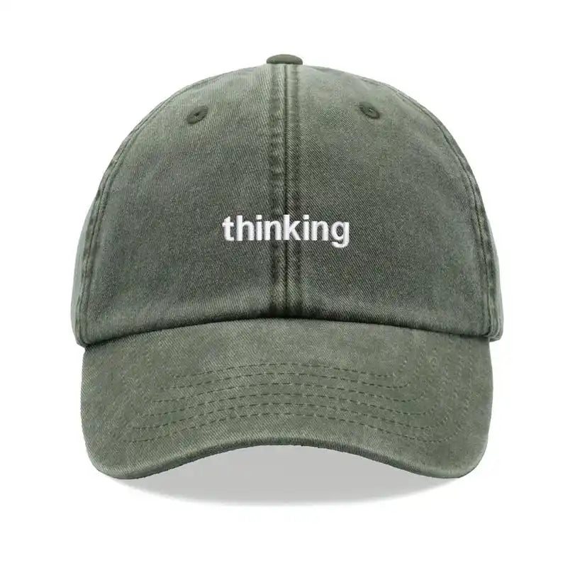 1pc "thinking" Baseball Cap Vintage Washed Unisex Dad Hat