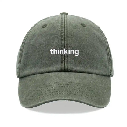 1pc "thinking" Baseball Cap Vintage Washed Unisex Dad Hat