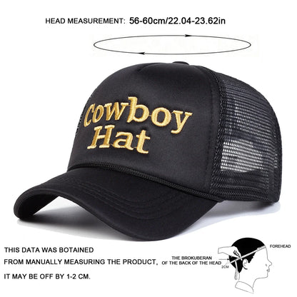Unisex Cowboy Hat Letter Embroidery Baseball Net Caps Spring Summer