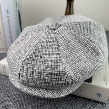 Summer Beret Homme Flax Newsboy Caps Breathable Octagonal Hat
