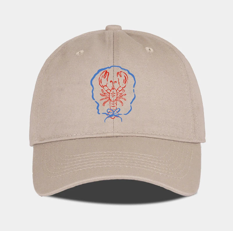 Bow Tie Lobster Print Soft Top Baseball Cap Soft Comfortable Lightweight Trendy Fashionable Unisex