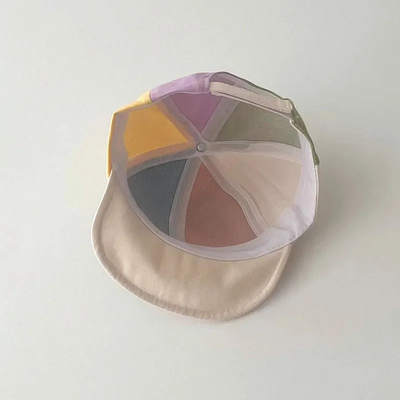 Fashion Rainbow Baby Peaked Cap Color Block Kids Duck Tongue Hat